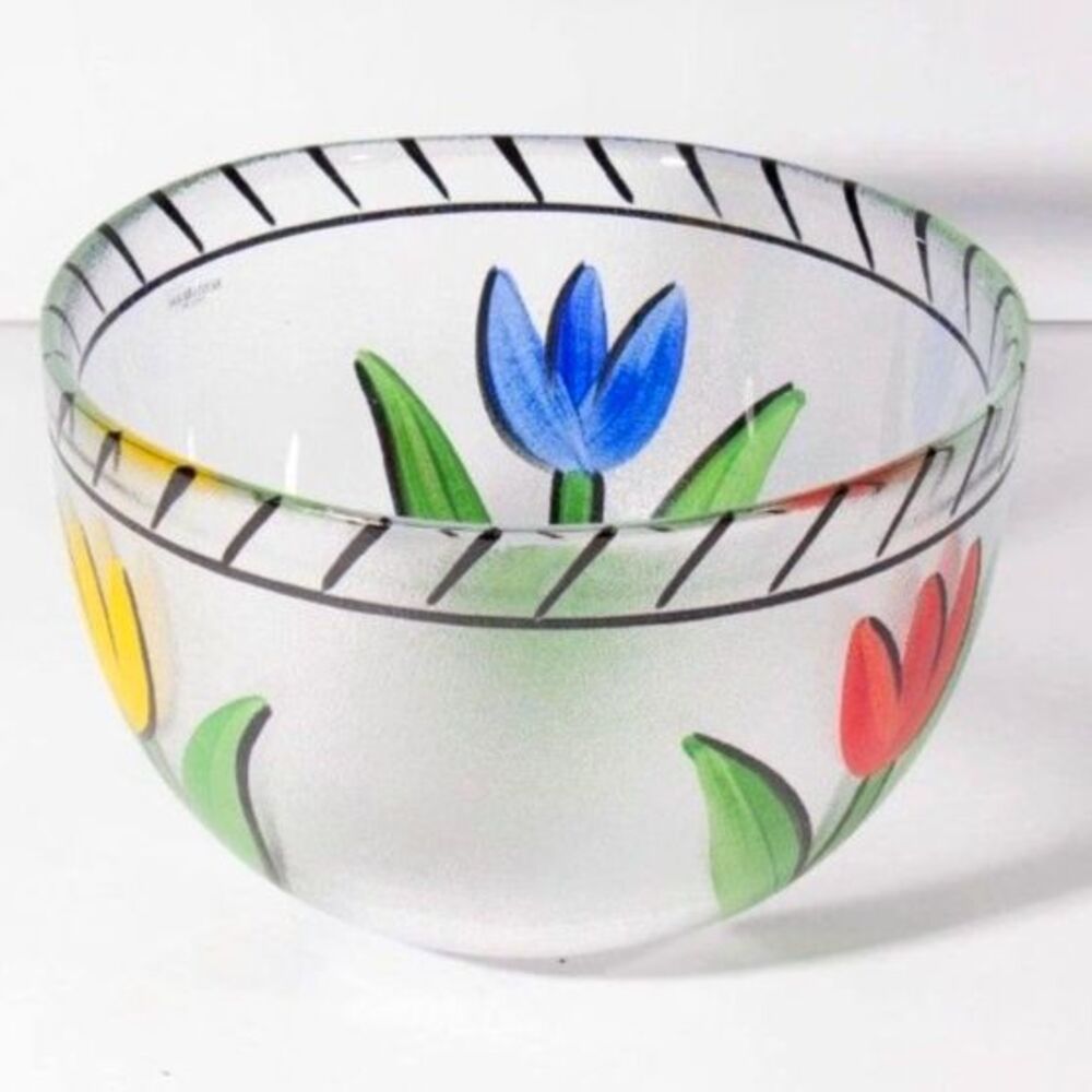 Kosta Boda Tulipa Art Glass Bowl by Ulrica Hydman-Vallien – Signed Swedish Glass